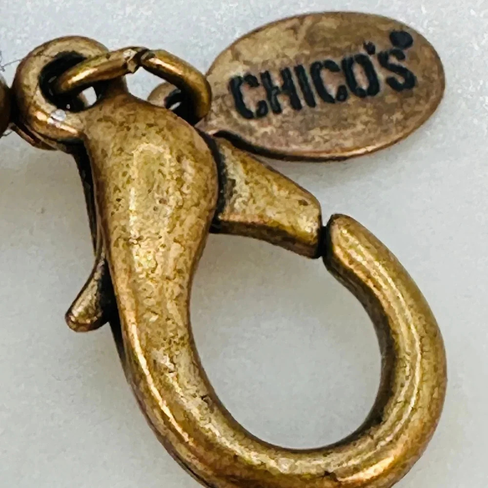 Chico’s Statement Pendant Necklace Signed Red Pink and Burgundy Gold-ton… - Picture 2 of 11